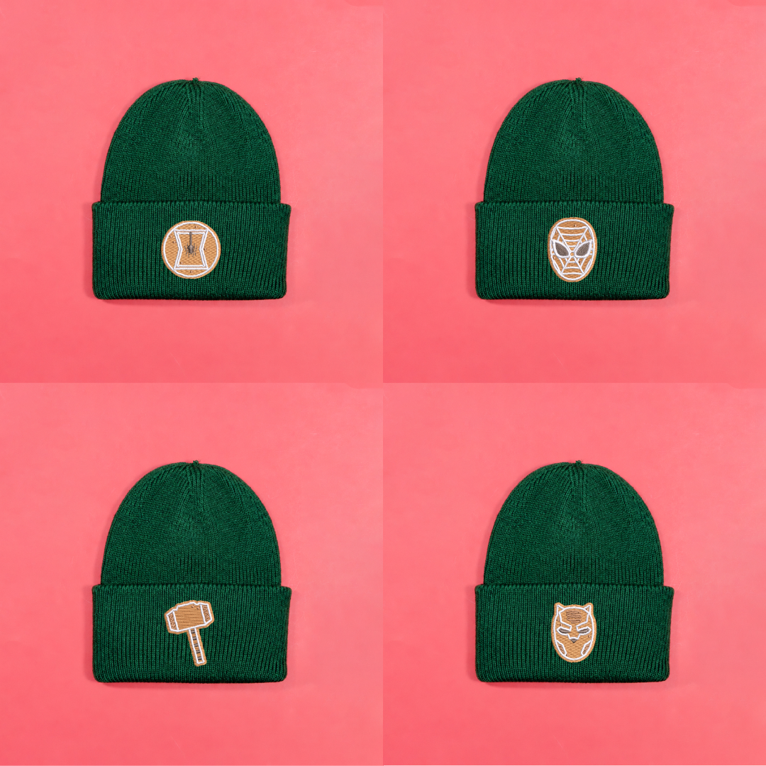 Superhero Gingerbread Knitted Beanie - Green