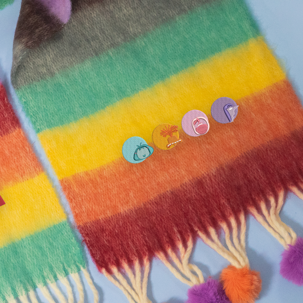 Inside Out Coloured Embroidered Scarf