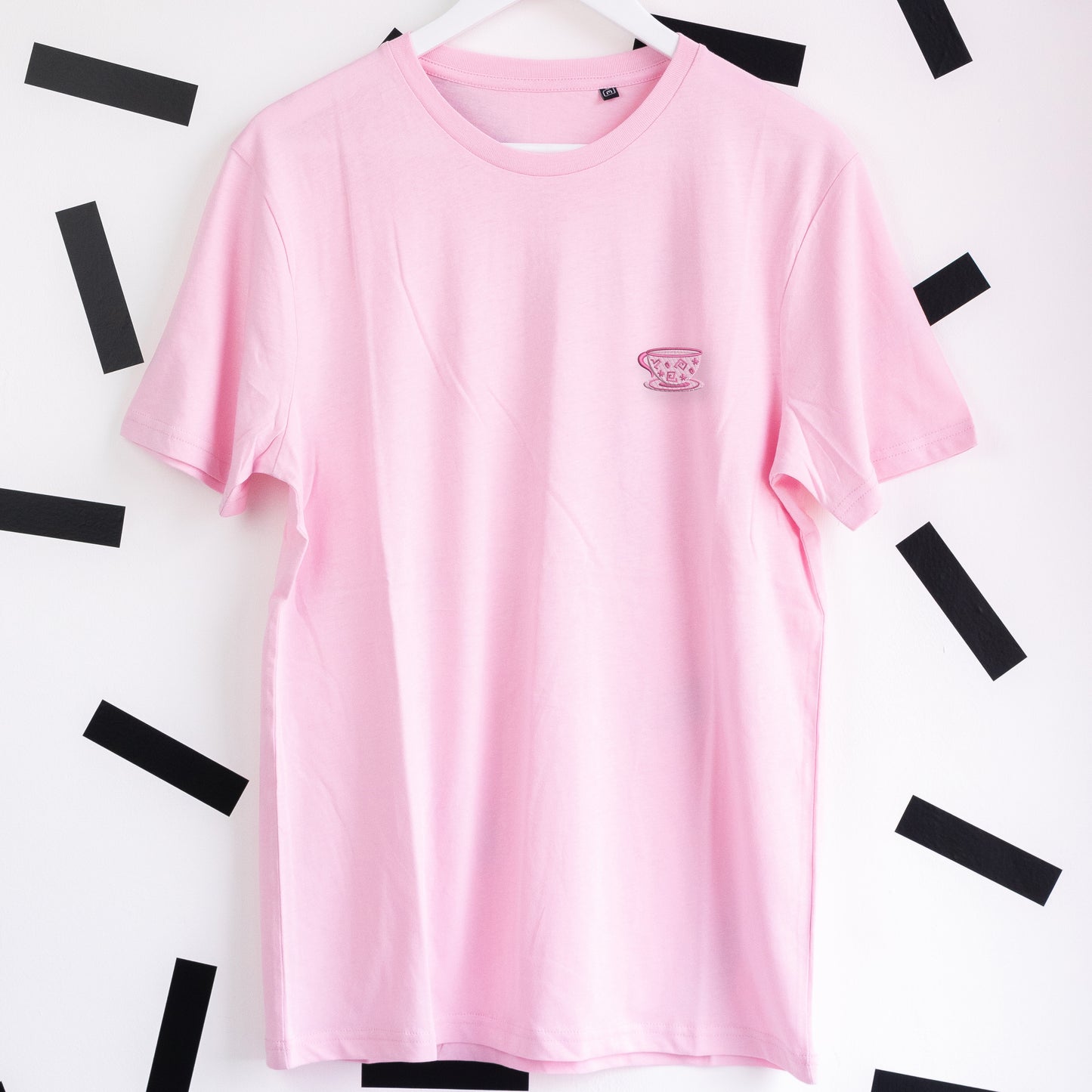 Mad Hatter's Pink Teacup Embroidered T-Shirt - Light Pink