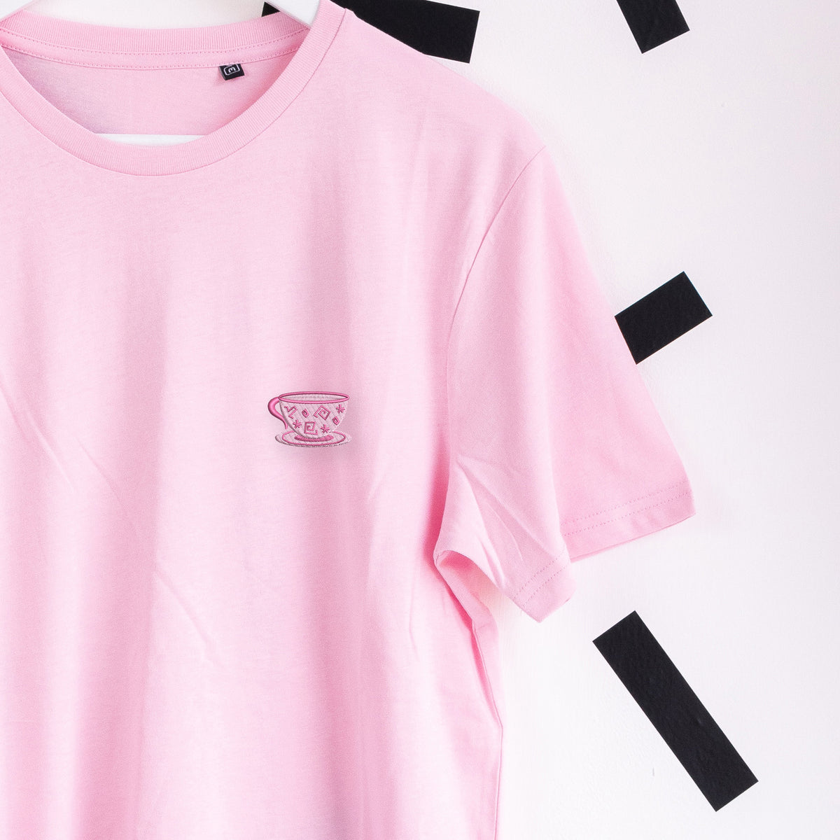 Mad Hatter's Pink Teacup Embroidered T-Shirt - Light Pink