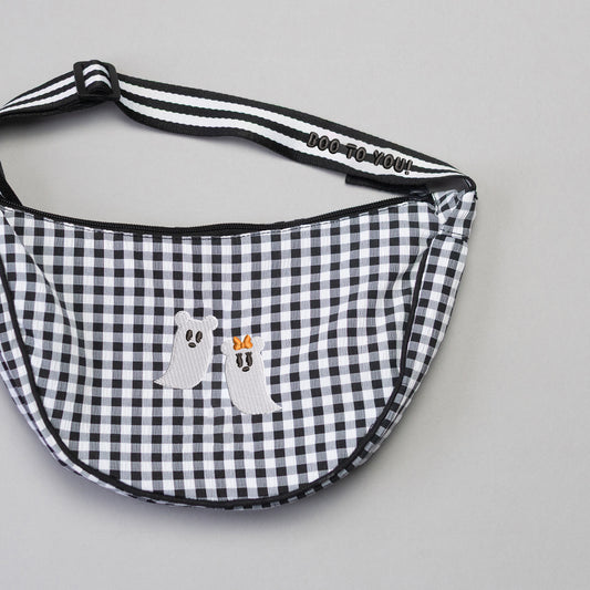 Mickey & Minnie Ghost Gingham Sling Bag - Black