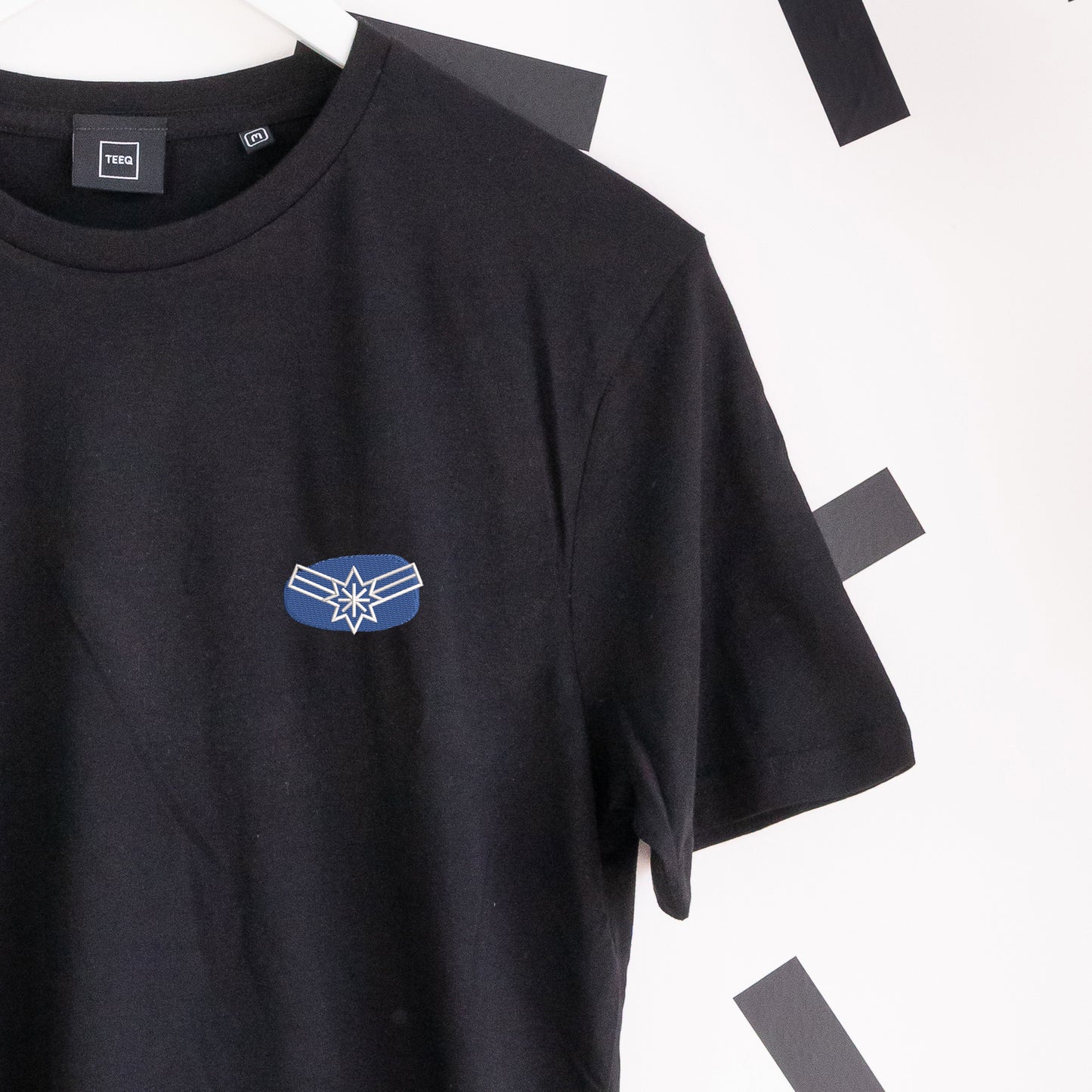 Captain Marvel Embroidered T-Shirt - Black