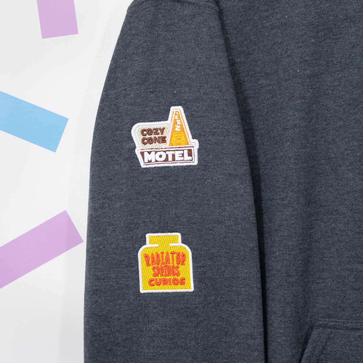 Radiator Springs Embroidered Heather Black Hoodie