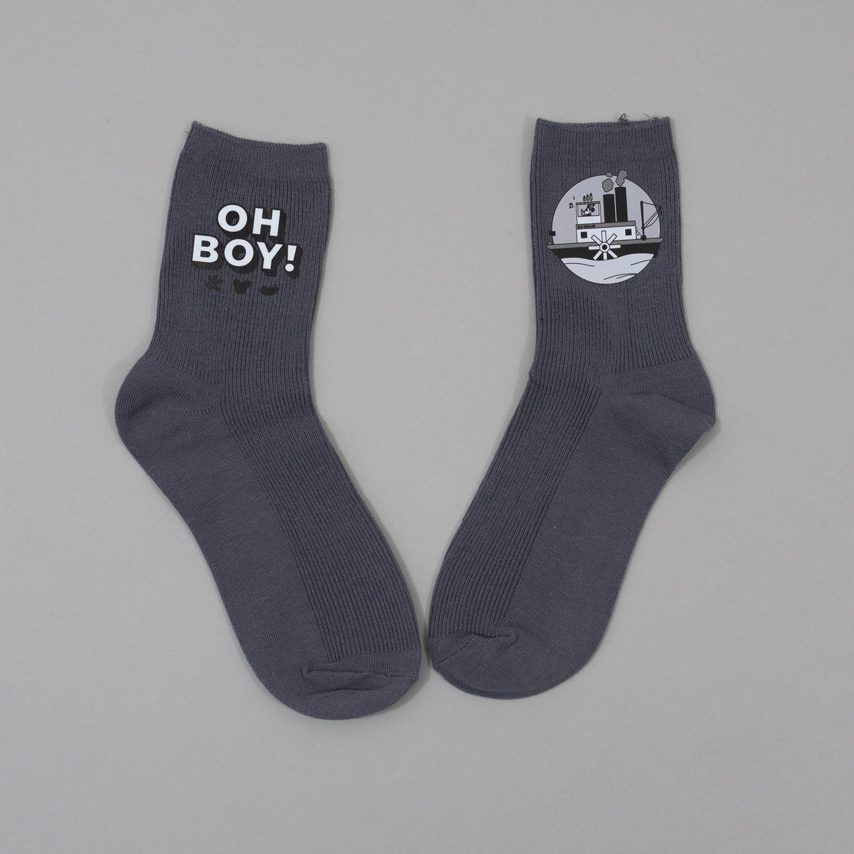 Sample - Steamboat Mickey Grey Socks - 4/7UK