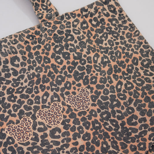 Mickey Leopard Print Embroidered Tote Bag