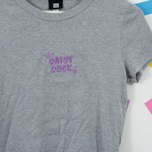 Daisy Duck Embroidered Women's Grey T-Shirt