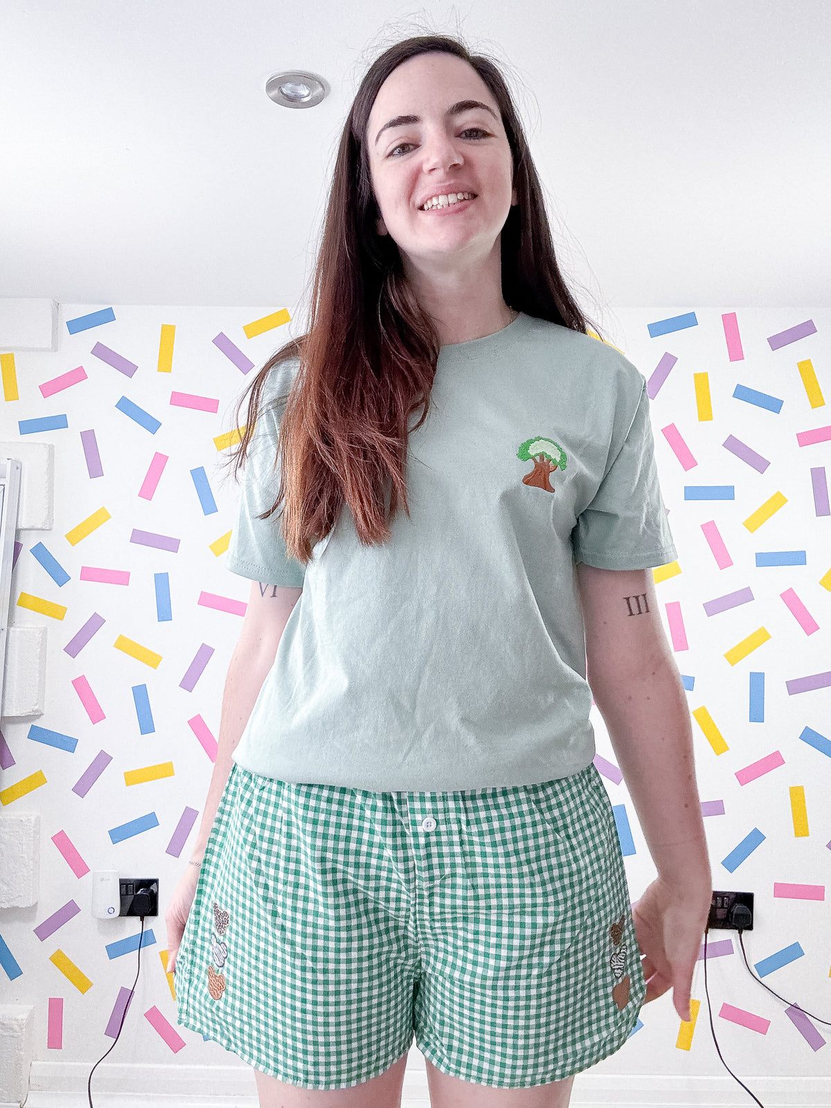 Animal Kingdom Mickey Green Gingham Shorts