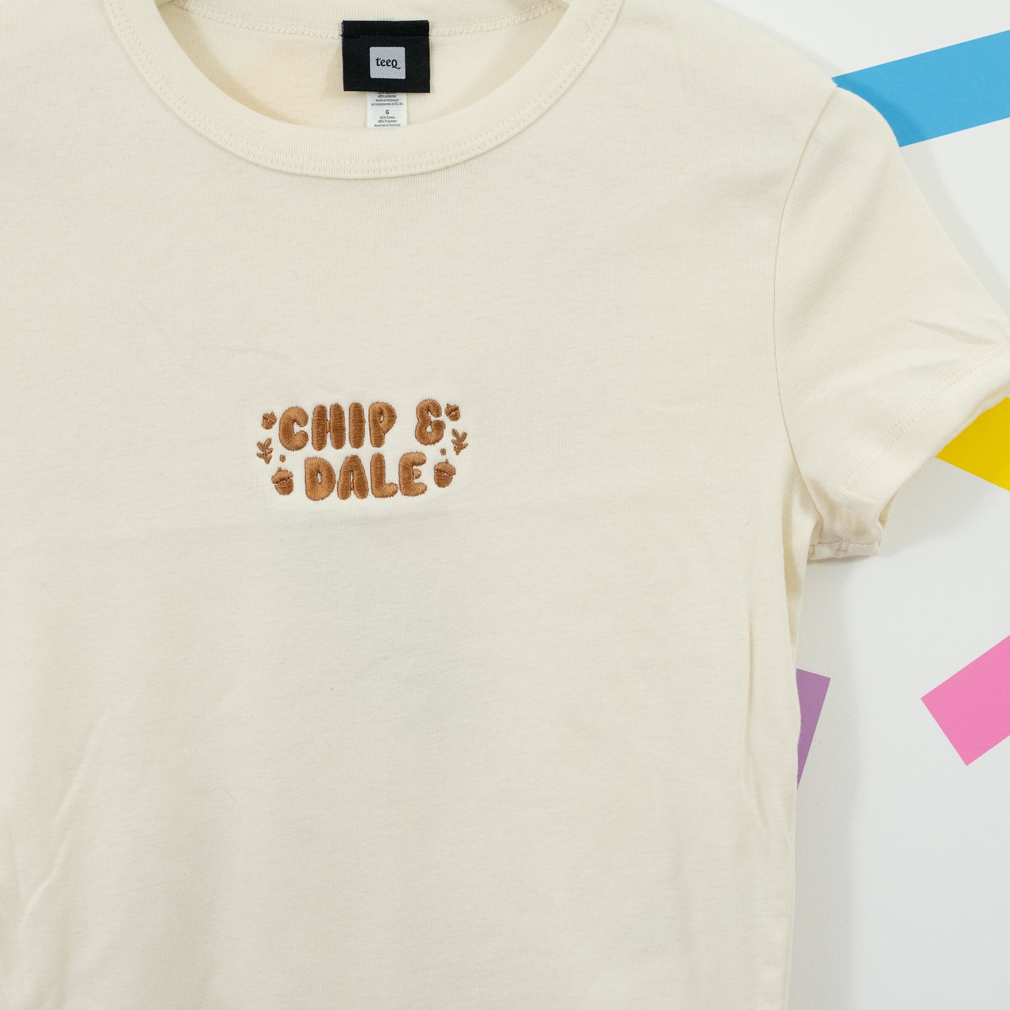 Chip & Dale Embroidered Women's Natural T-Shirt