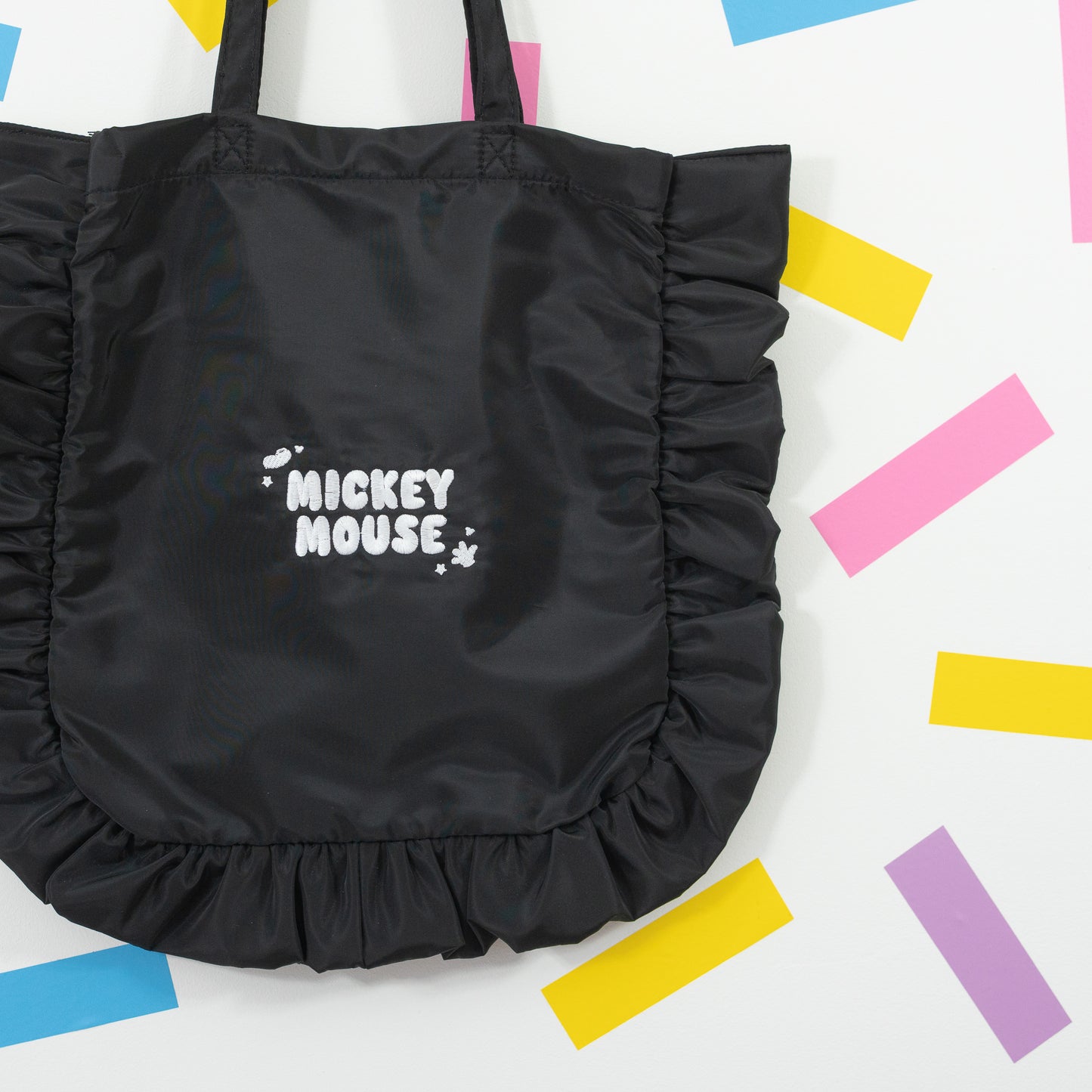 Mickey Mouse Black Embroidered Frilly Tote Bag