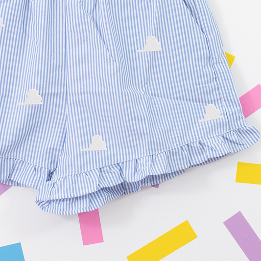 Cloud Toy Story Embroidered Stripe Blue Shorts