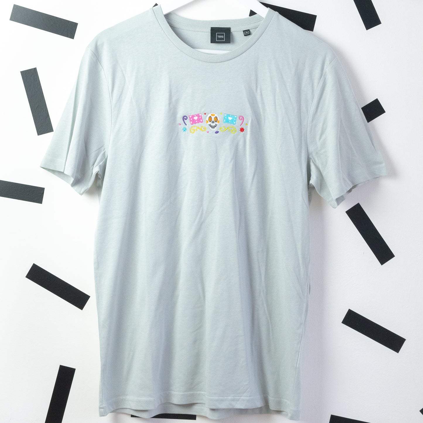 Coco Skull Embroidered Grey T-Shirt