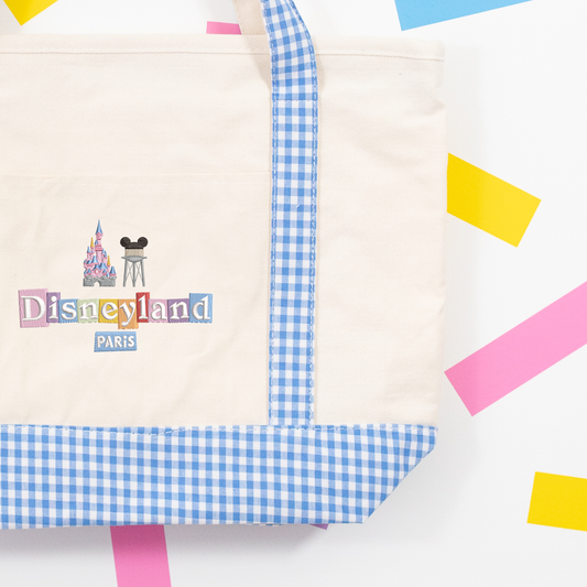 DLP Gingham Canvas Shoulder Bag - Blue