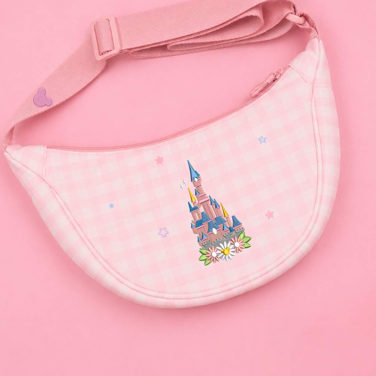 Disneyland Paris Floral Gingham Sling Bag - Pink