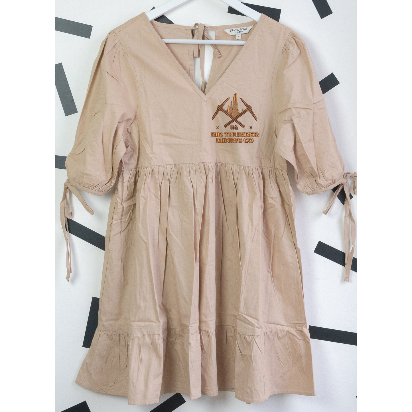 Thunder Mountain Tie Sleeve Embroidered Dress