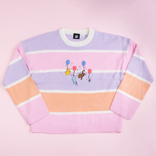 Winnie & Pals Balloons Embroidered Stripe Knitted Jumper