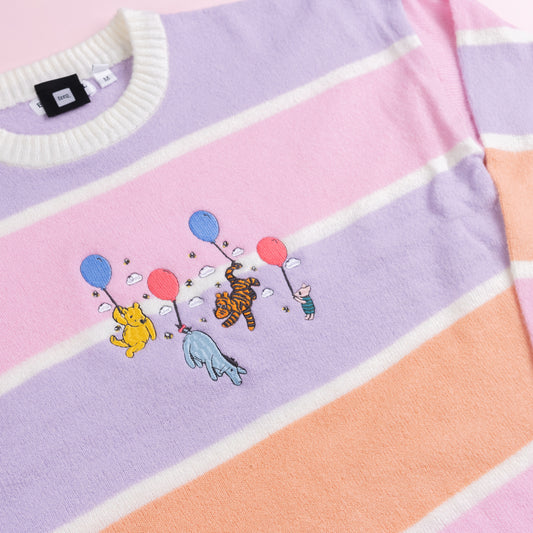 Winnie & Pals Balloons Embroidered Stripe Knitted Jumper