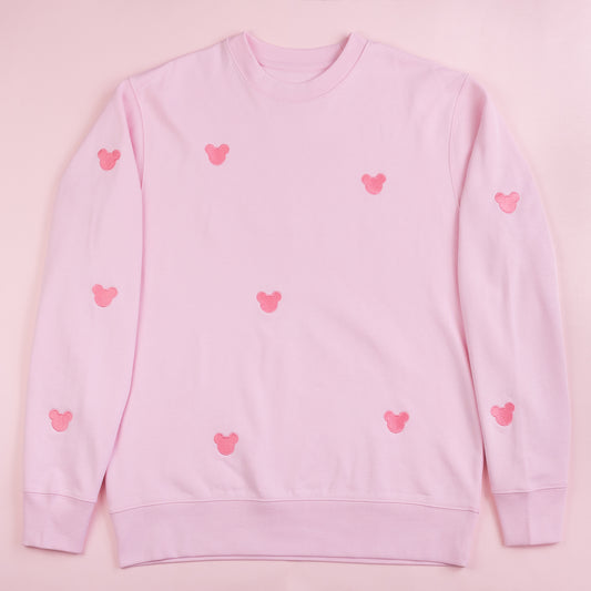 Mickey Embroidered All-Over Print Jumper - Pink