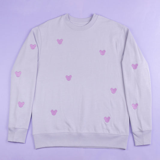 Mickey Embroidered All-Over Print Jumper - Lilac