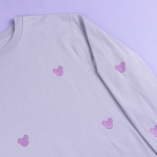 Mickey Embroidered All-Over Print Jumper - Lilac