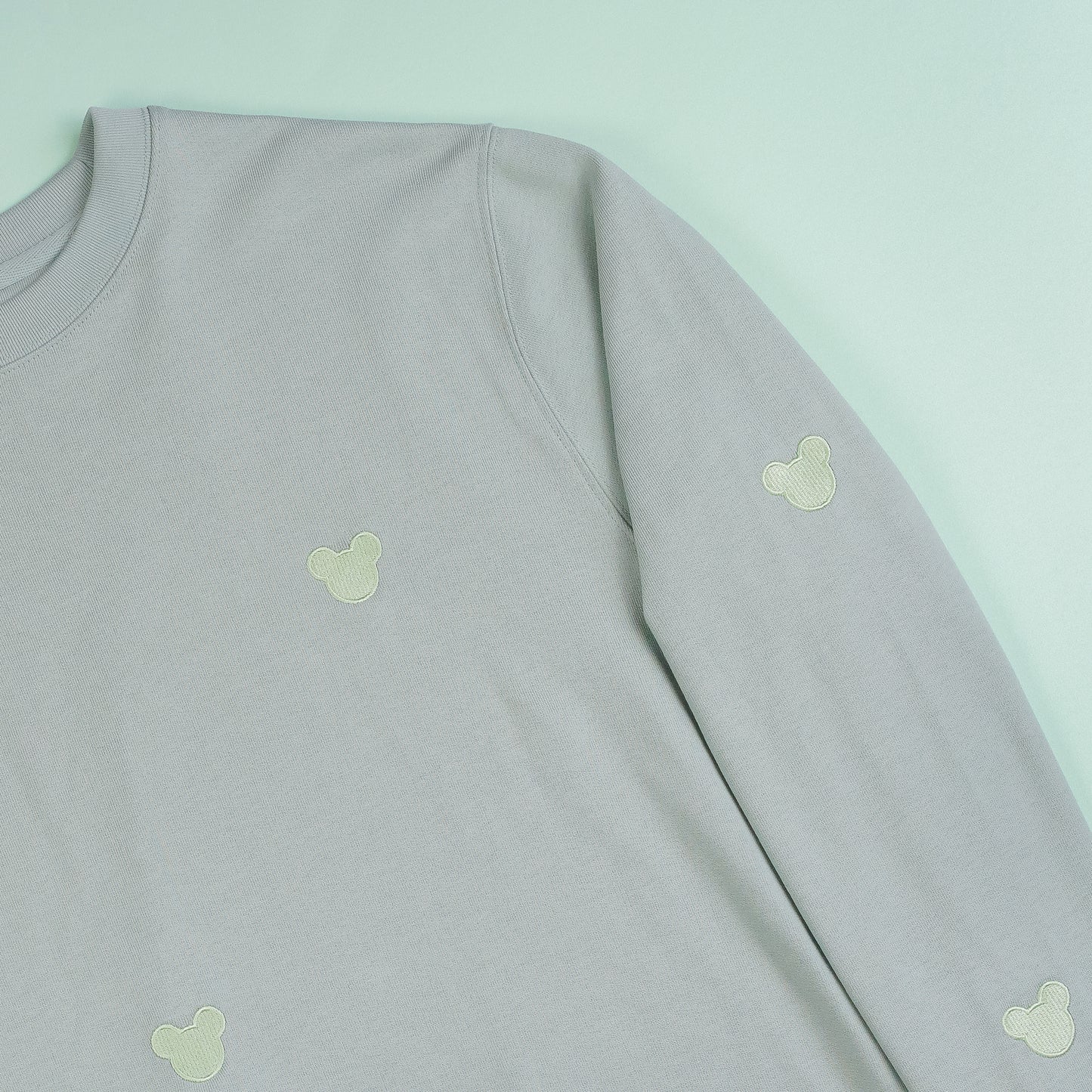 Mickey Embroidered All-Over Print Jumper - Sage