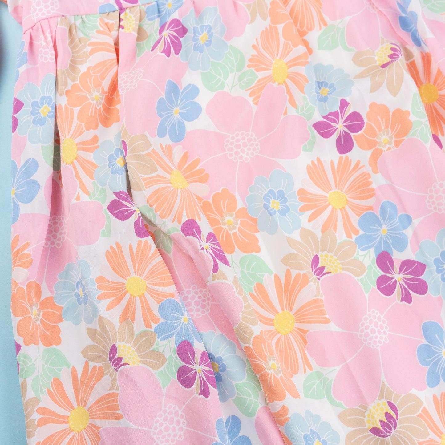 Stitch Flower Embroidered Smock Dress