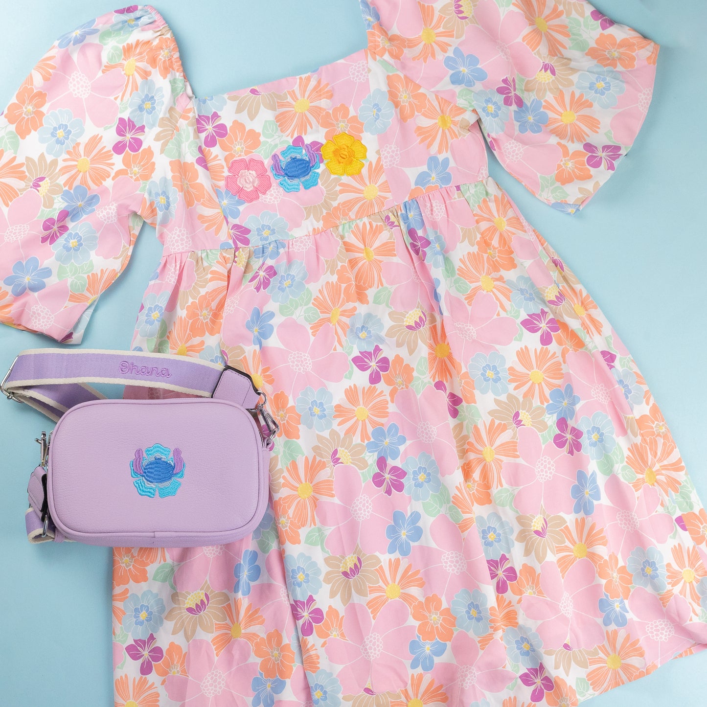 Stitch Flower Embroidered Smock Dress