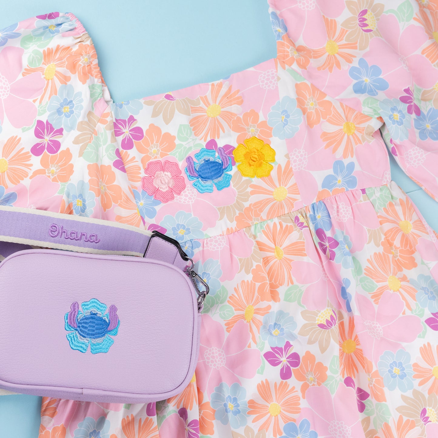 Stitch Flower Embroidered Smock Dress