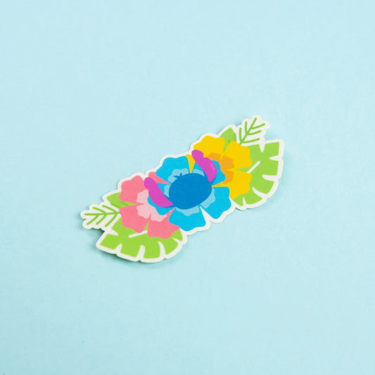 Stitch Floral Vinyl Sticker
