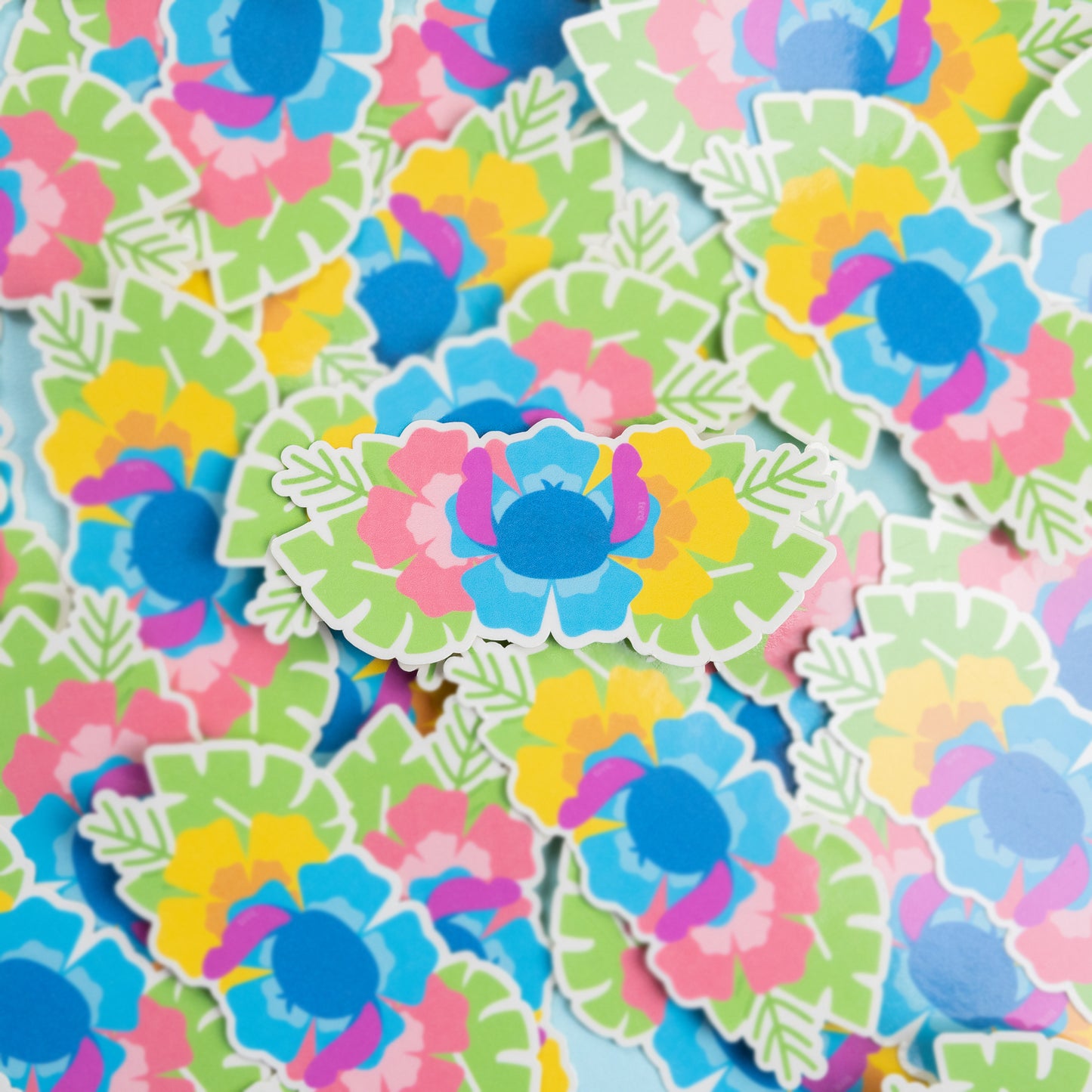 Stitch Floral Vinyl Sticker