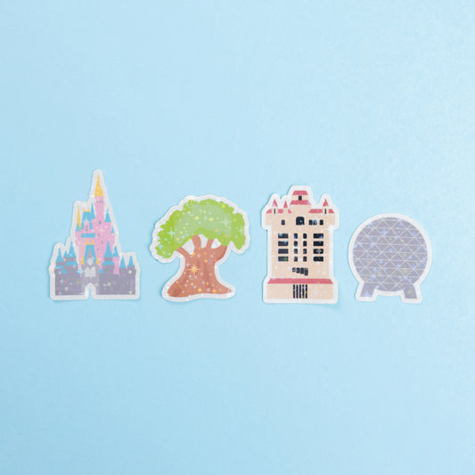 Walt Disney World Park Sparkly Vinyl Stickers