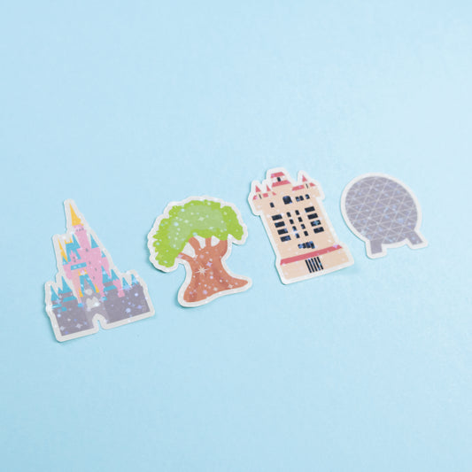 Walt Disney World Park Sparkly Vinyl Stickers