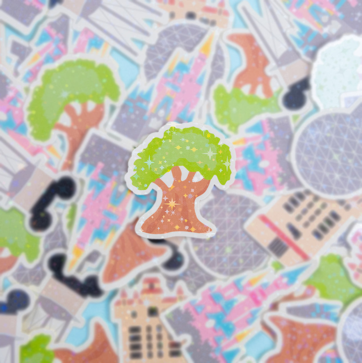 Walt Disney World Park Sparkly Vinyl Stickers
