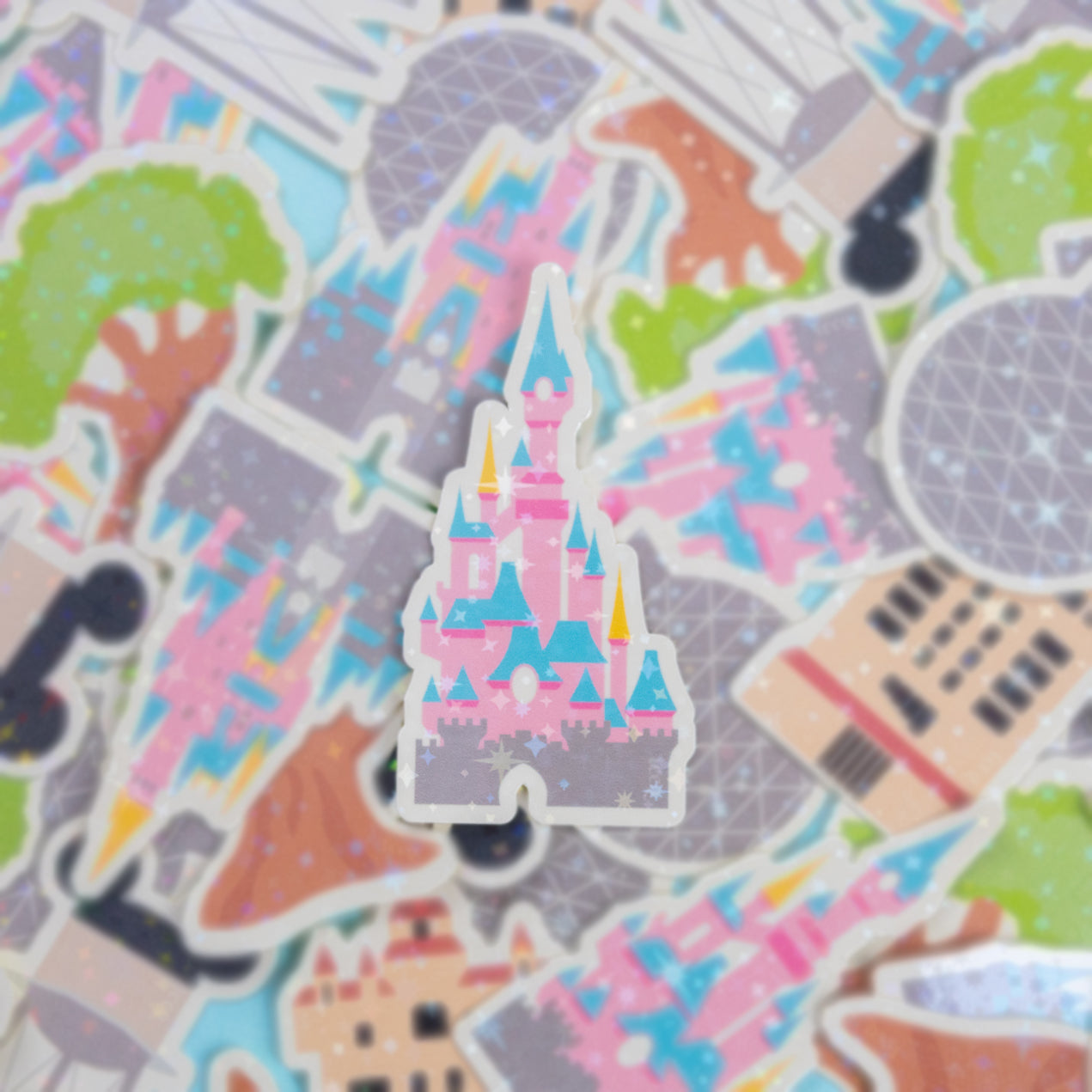 Disneyland Paris Park Sparkly Vinyl Stickers