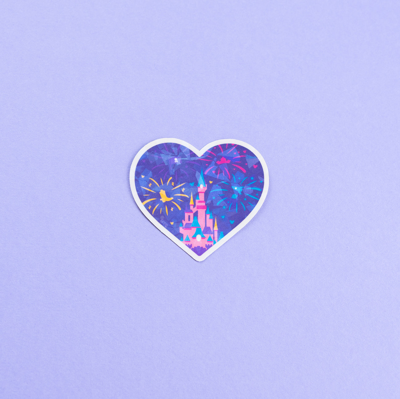 Disneyland Paris Fireworks Heart Sparkly Vinyl Stickers