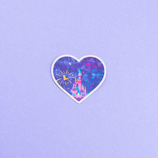 Disneyland Paris Fireworks Heart Sparkly Vinyl Stickers