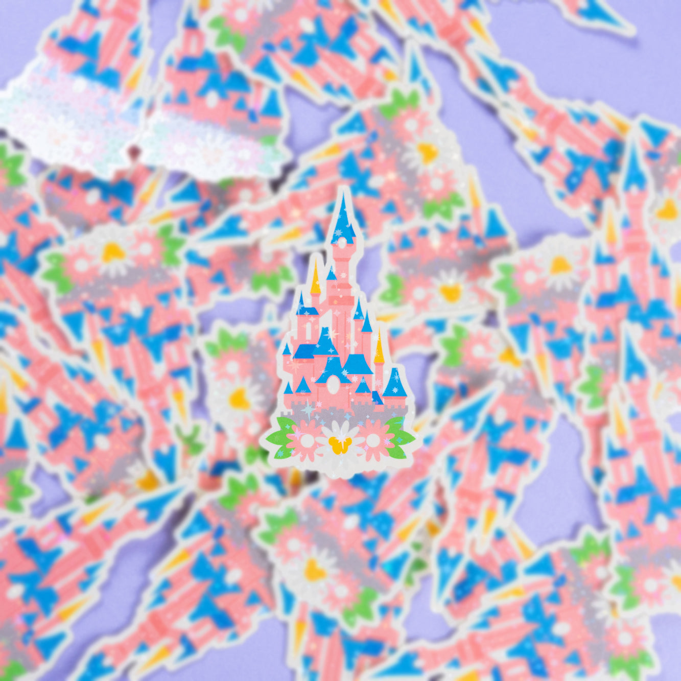 Disneyland Paris Floral Sparkly Vinyl Stickers