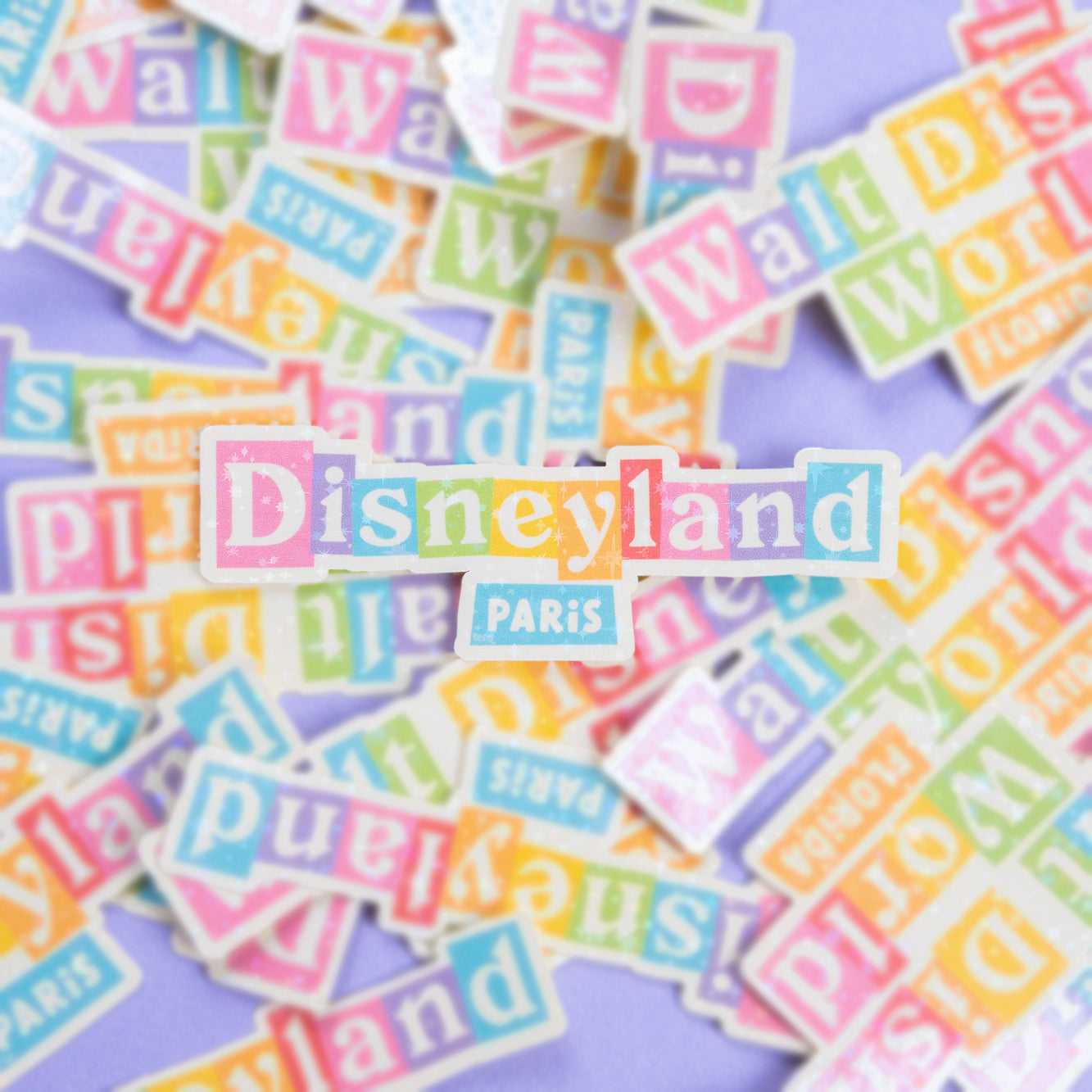 Disneyland Paris Sign Sparkly Vinyl Stickers