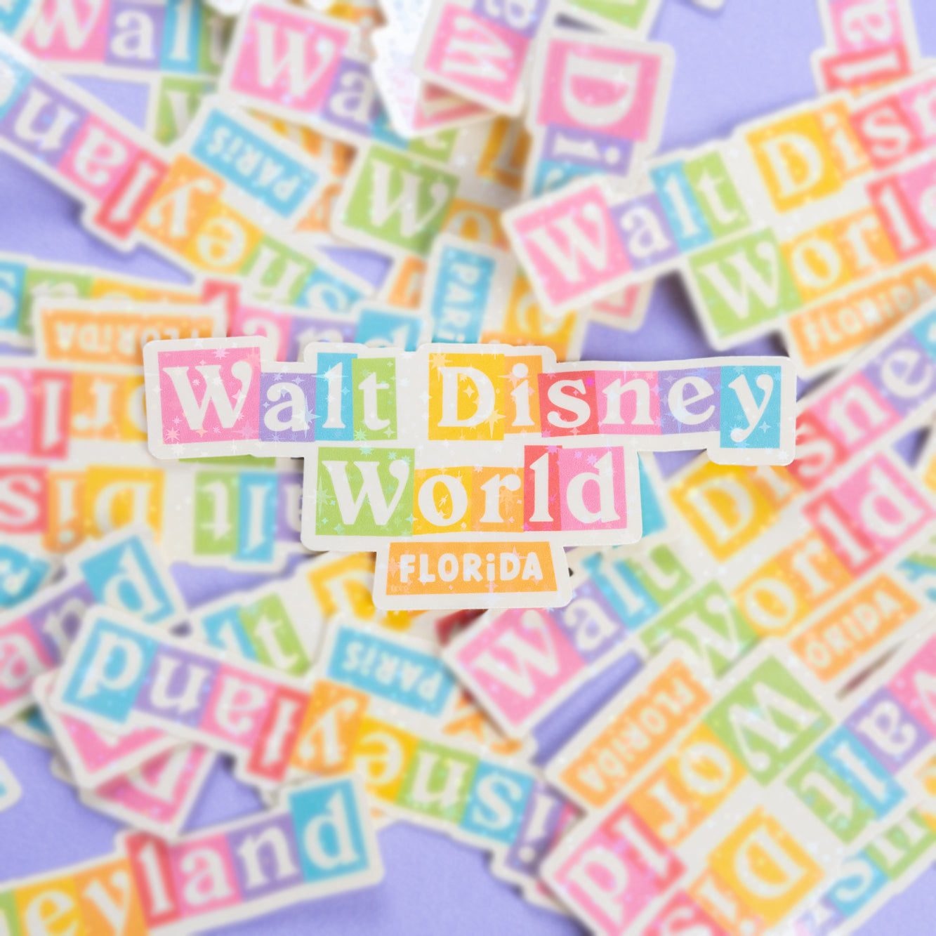 Walt Disney World Sign Sparkly Vinyl Stickers