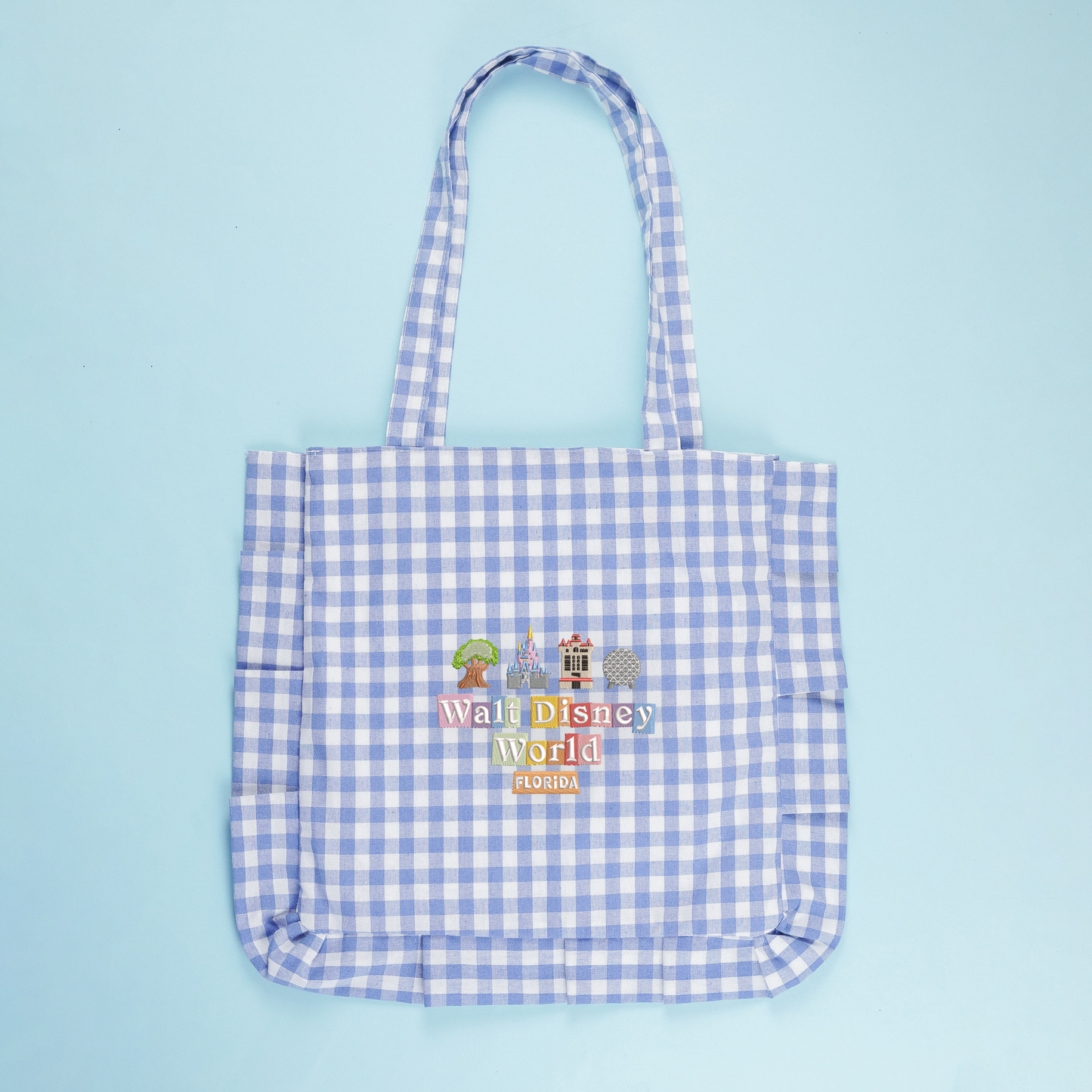 Walt Disney World Gingham Embroidered Tote Bag