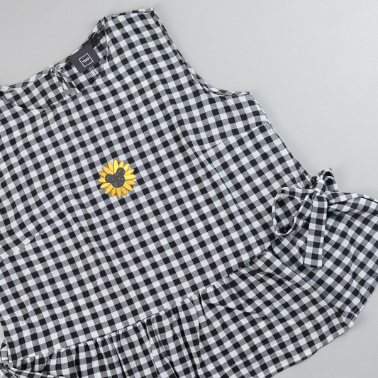 Mickey Sunflower Gingham Embroidered Vest T-Shirt