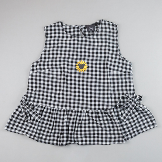 Mickey Sunflower Gingham Embroidered Vest T-Shirt