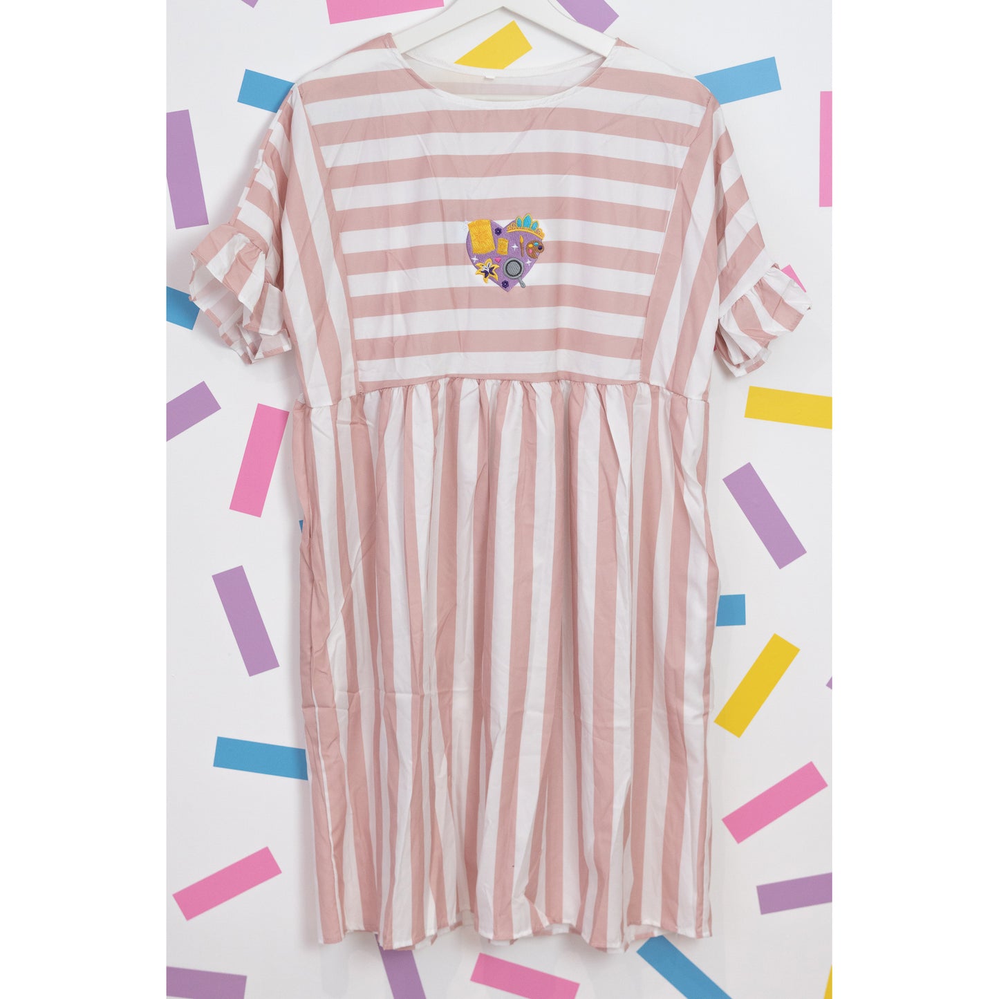 Sample - Rapunzel Heart Embroidered Stripe Dress