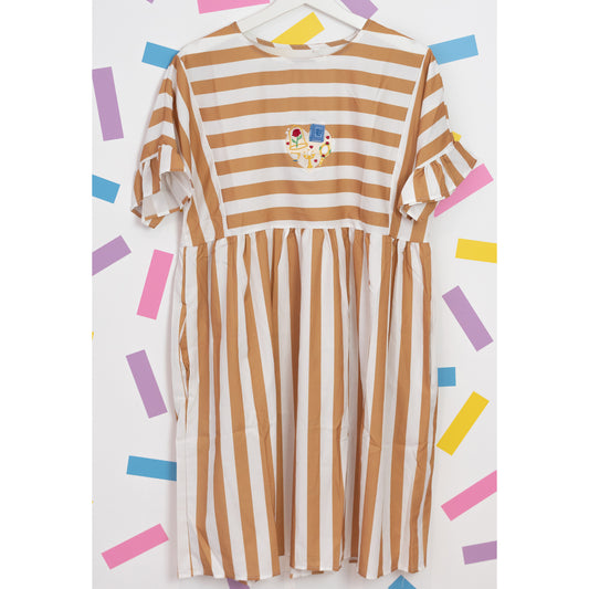 Sample - Belle Heart Embroidered Stripe Dress