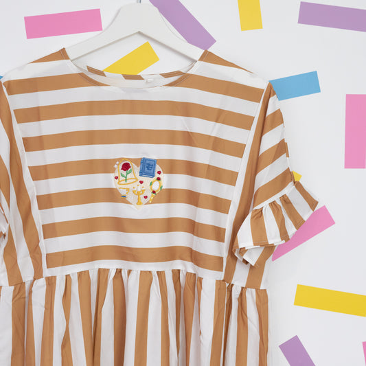 Sample - Belle Heart Embroidered Stripe Dress