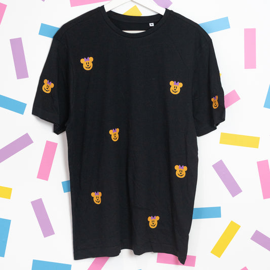 Sample - Minnie Pumpkin Pattern Printed T-Shirt - Black
