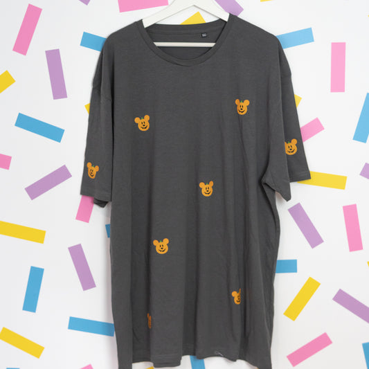 Sample - Mickey Pumpkin Pattern Printed T-Shirt - Charcoal