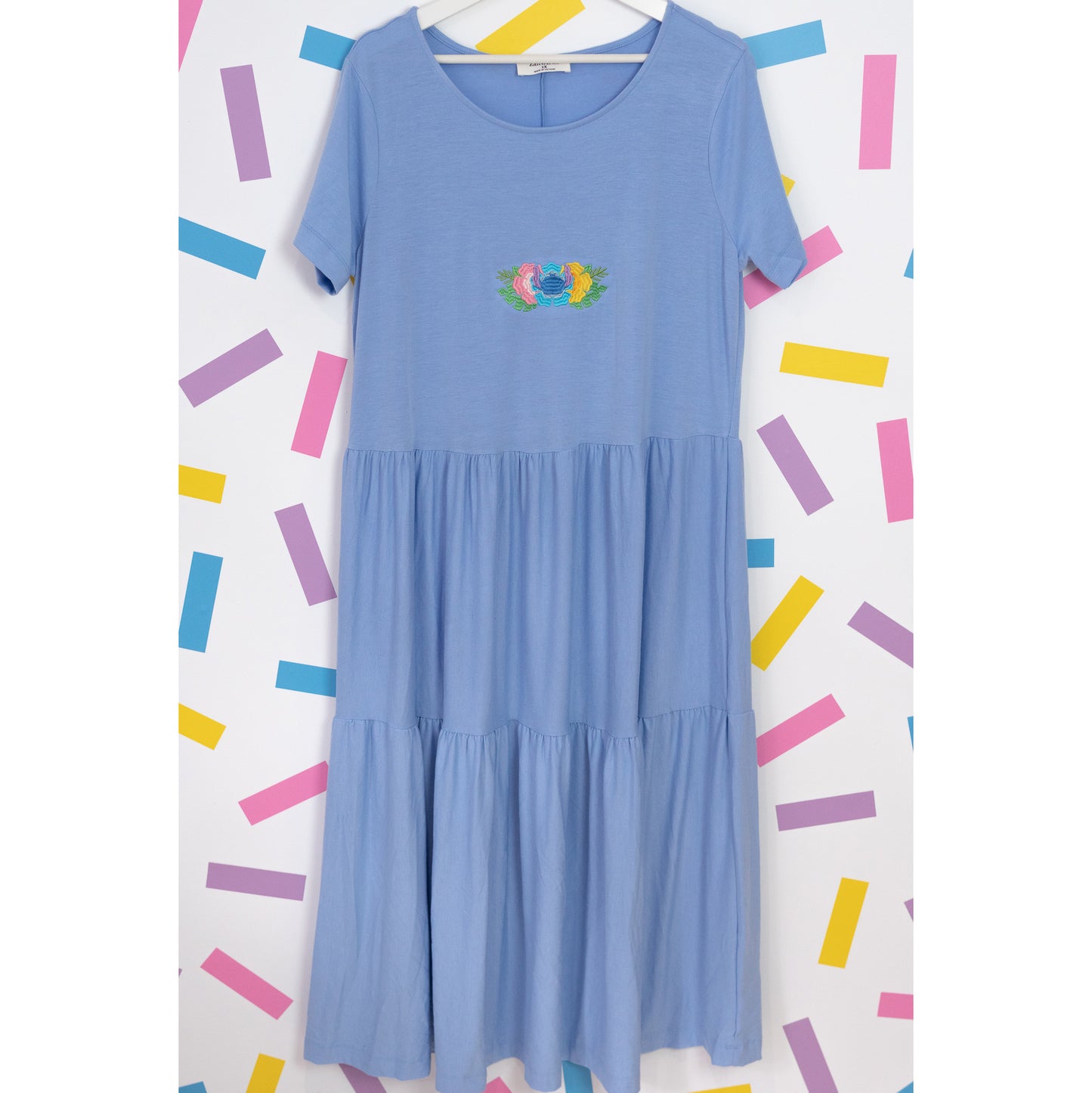 Sample - Stitch Embroidered Blue Dress