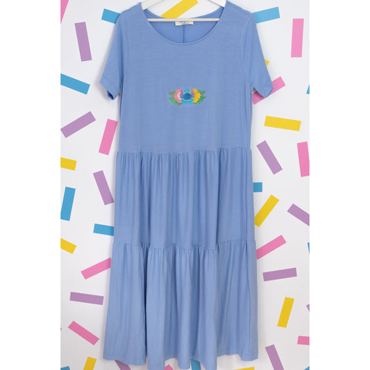 Sample - Stitch Embroidered Blue Dress
