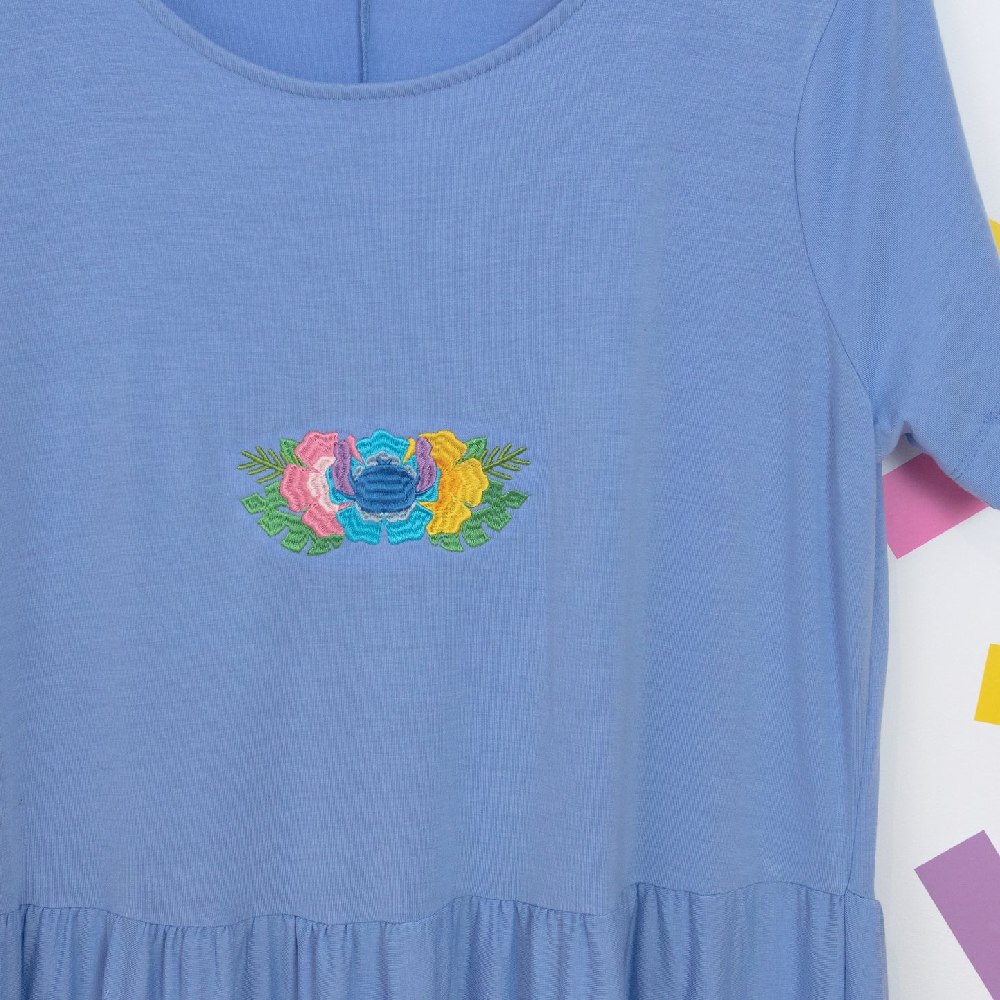Sample - Stitch Embroidered Blue Dress