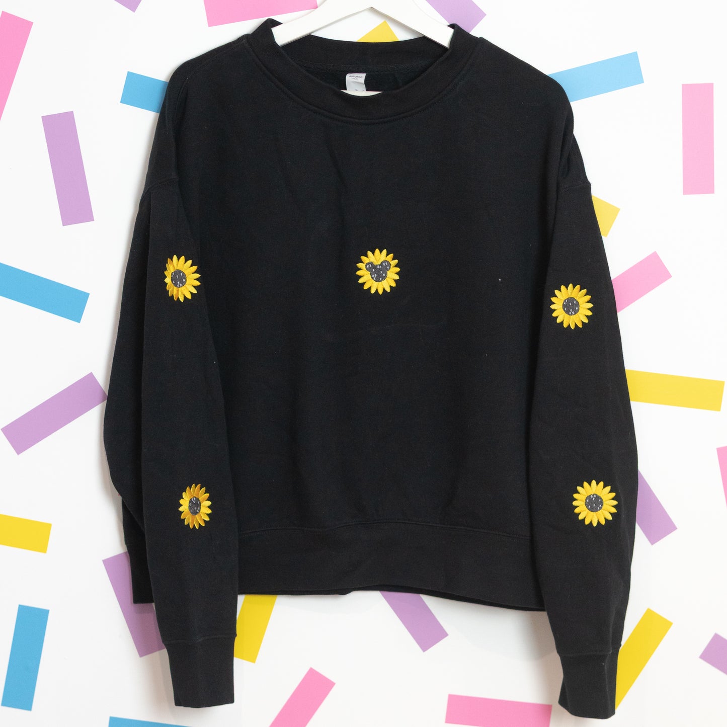 Sample - Mickey's Sunflower Embroidered Black Jumper